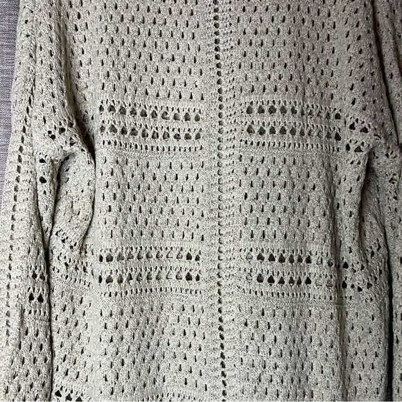 NWT RXB Open Knit Crochet Tan Crewneck Sweater Size Large - Picture 14 of 15